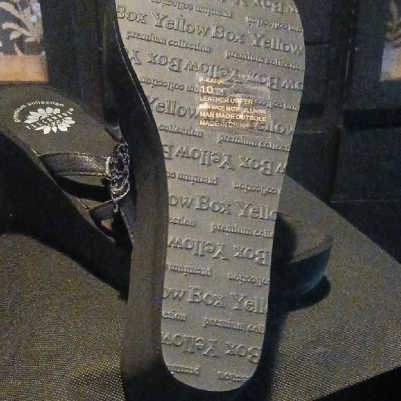 Yellow Box Black Sandals with Silver Accents - Picture 6 of 11